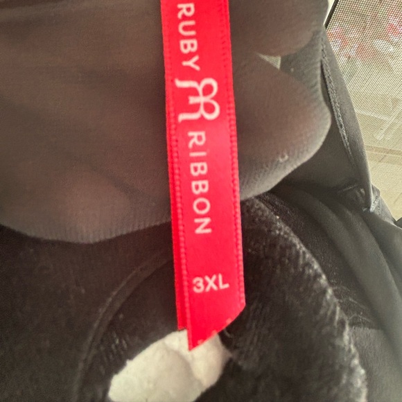 Ruby Ribbon black flowing sheer top attached to fitted knit waist band plus size - Picture 2 of 4